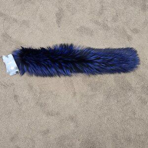 Electric Blue and Black Fox Fur Headband